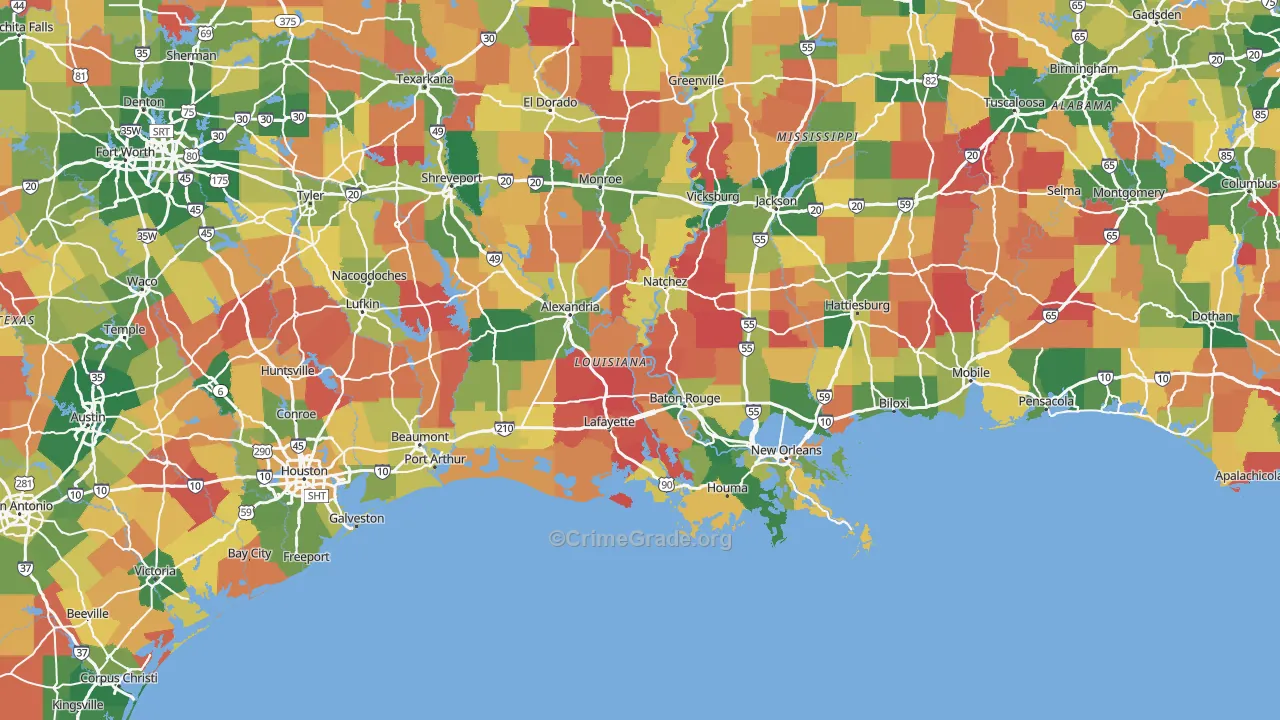 Louisiana Map of Arson Rates