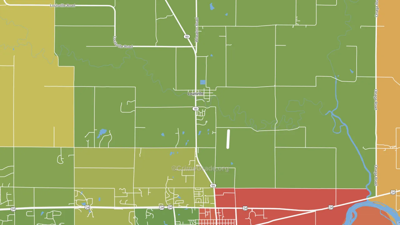 Louisville, KS Map of Arson Rates