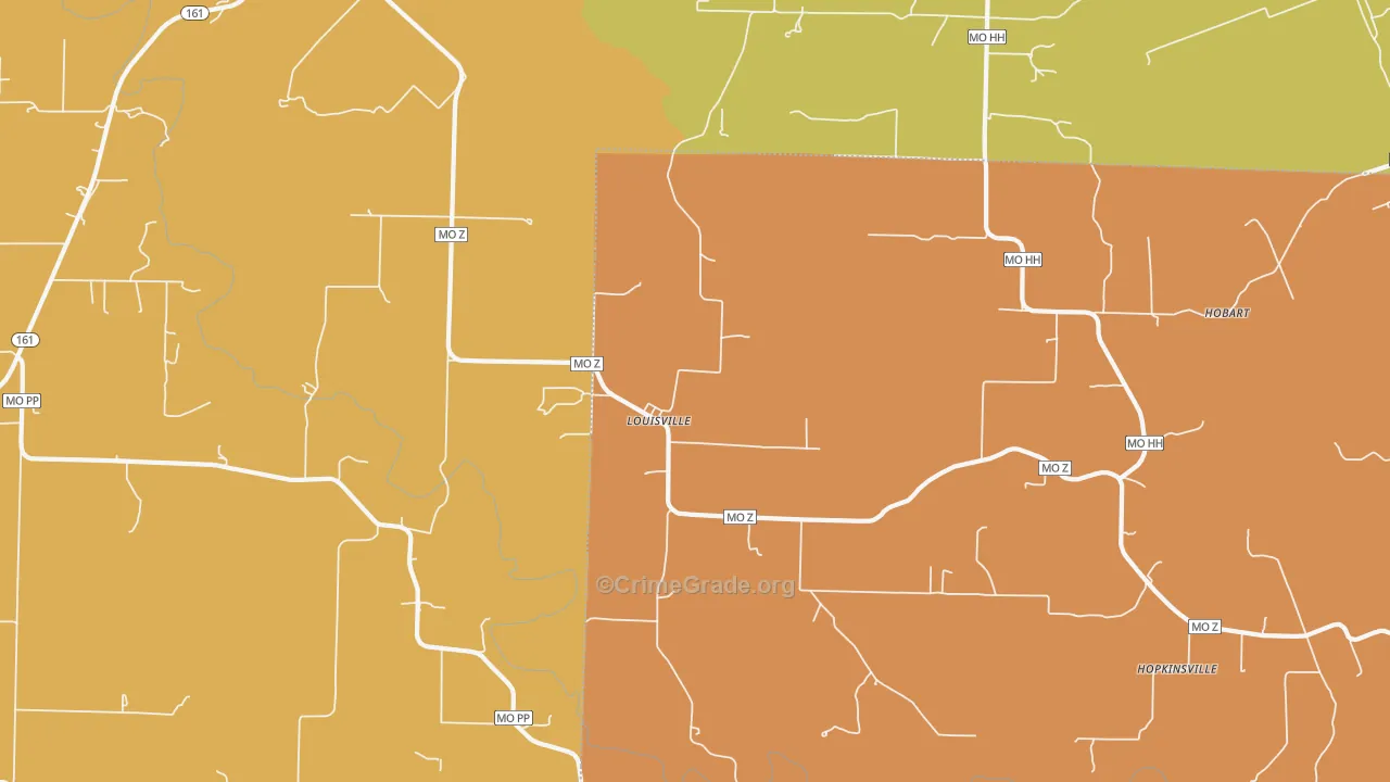 Louisville, MO Map of Arson Rates