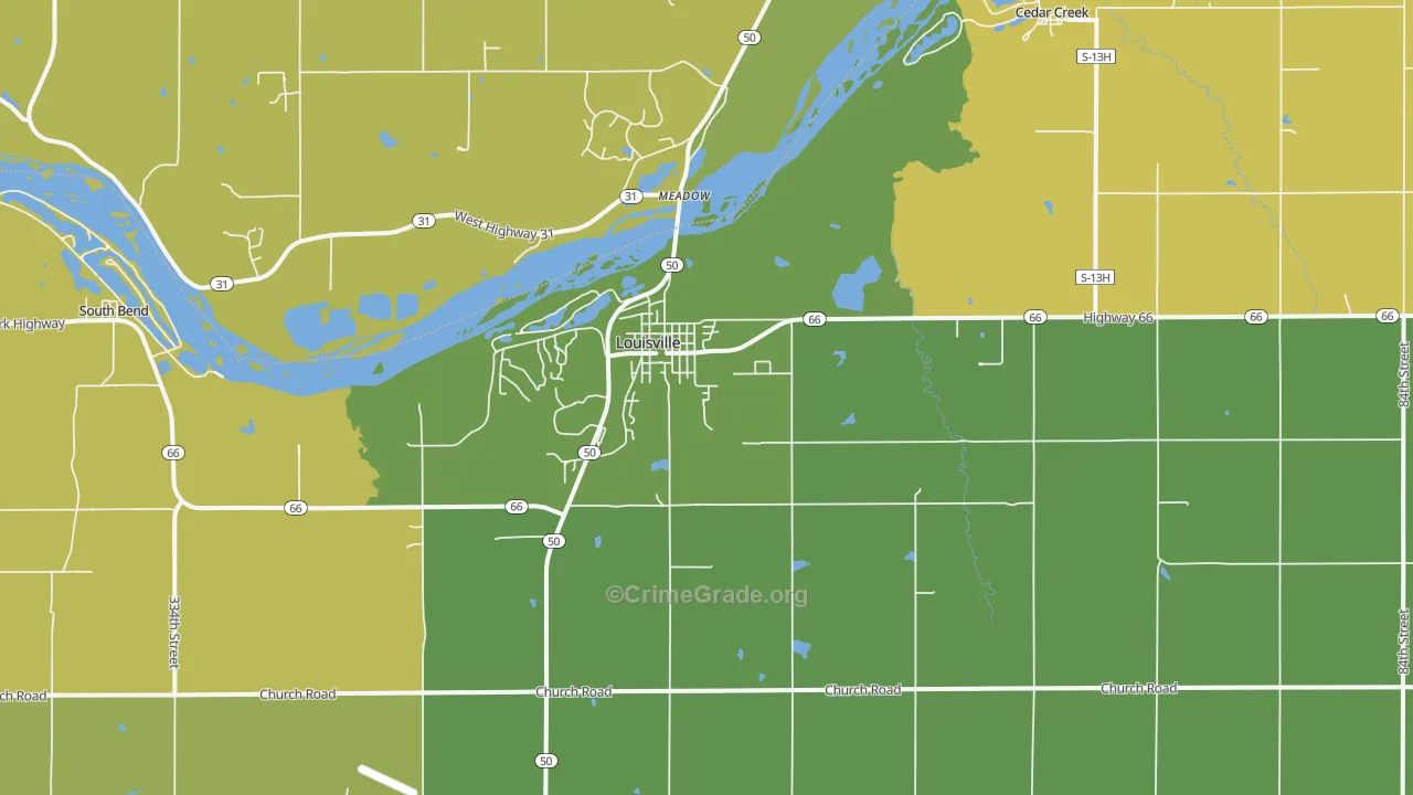 Louisville, NE Map of Arson Rates