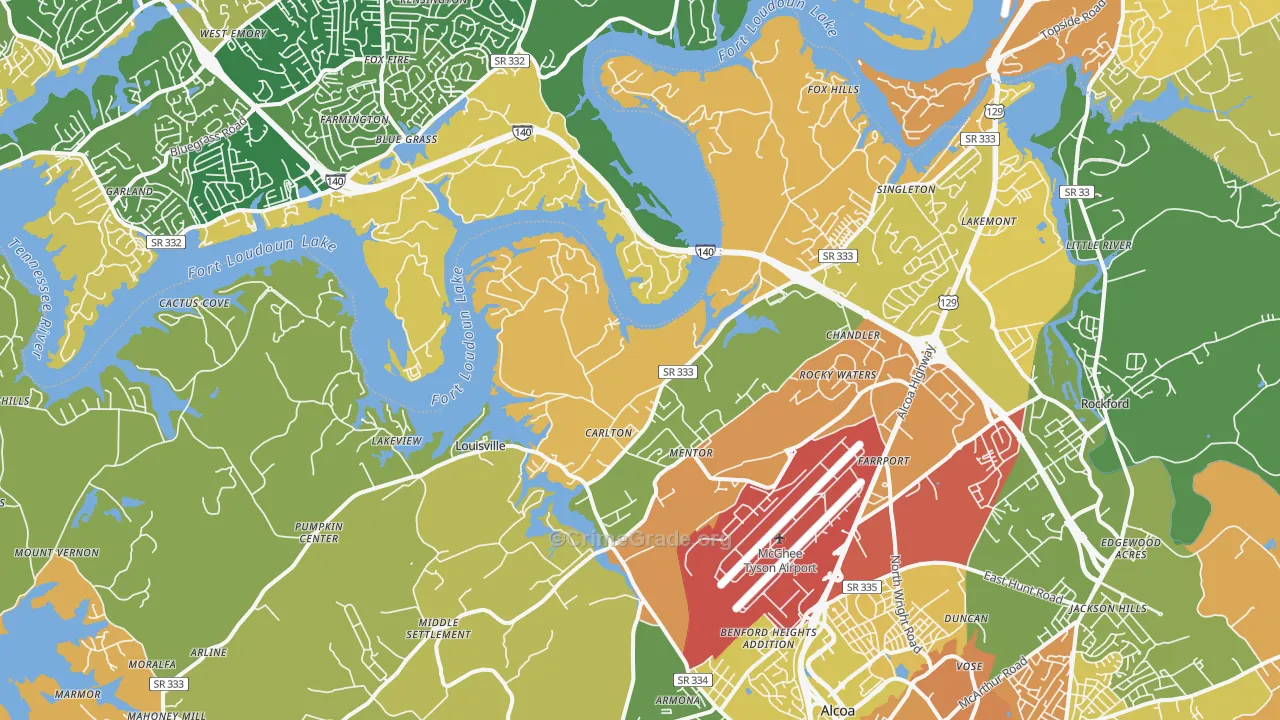 Louisville, TN Map of Arson Rates