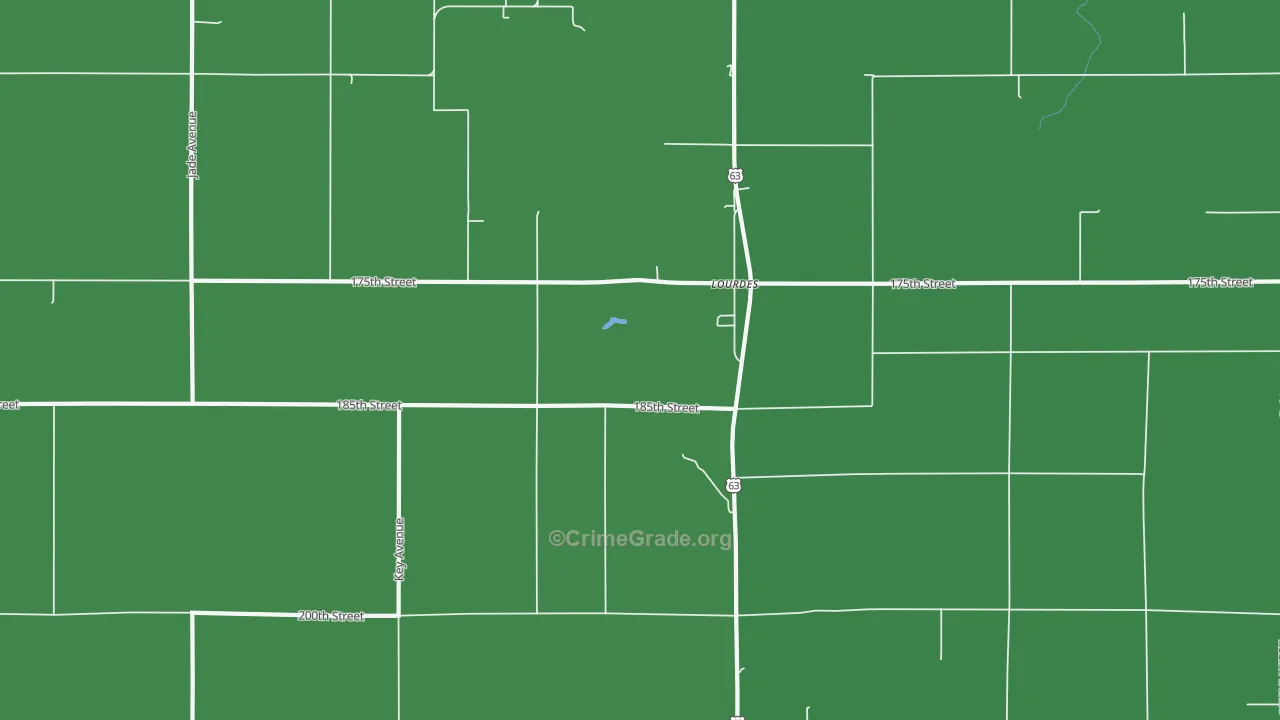 Lourdes, IA Map of Arson Rates
