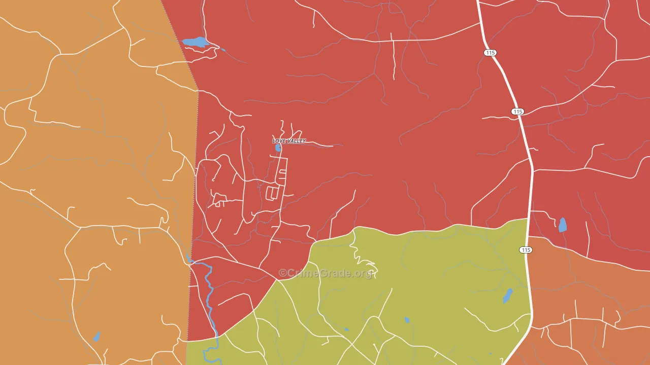 Love Valley, NC Map of Arson Rates
