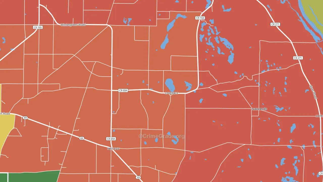 Lovedale, FL Map of Arson Rates