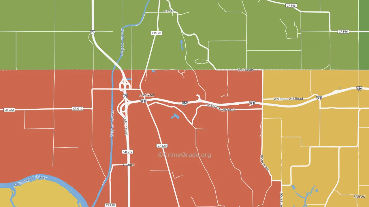 Loveland, IA Map of Arson Rates
