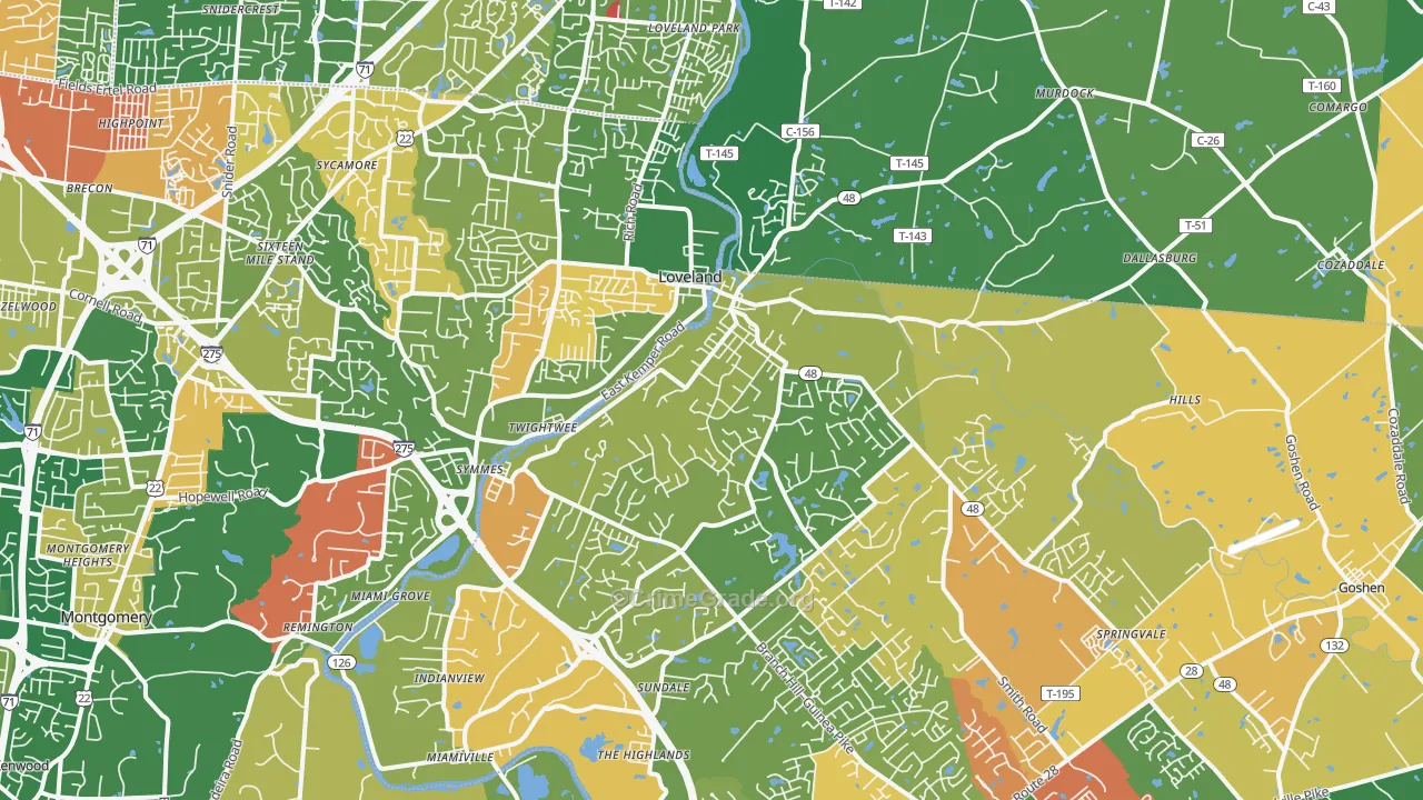 Loveland, OH Map of Arson Rates