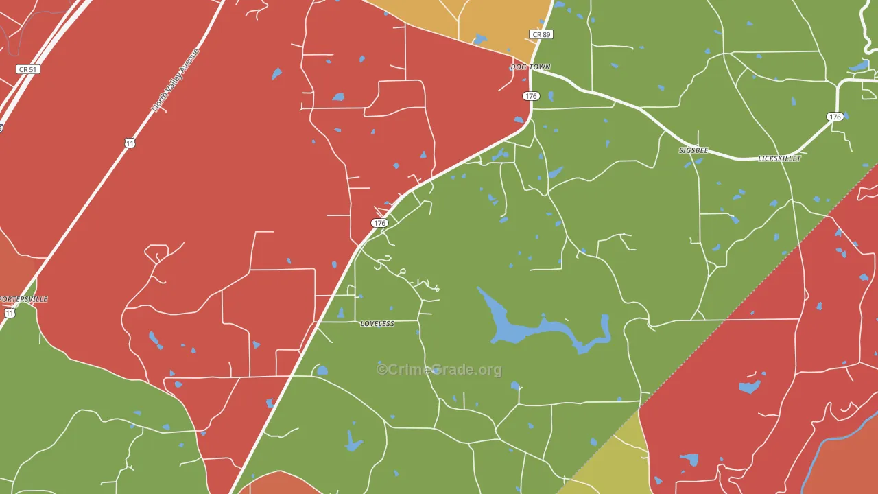 Loveless, AL Map of Arson Rates