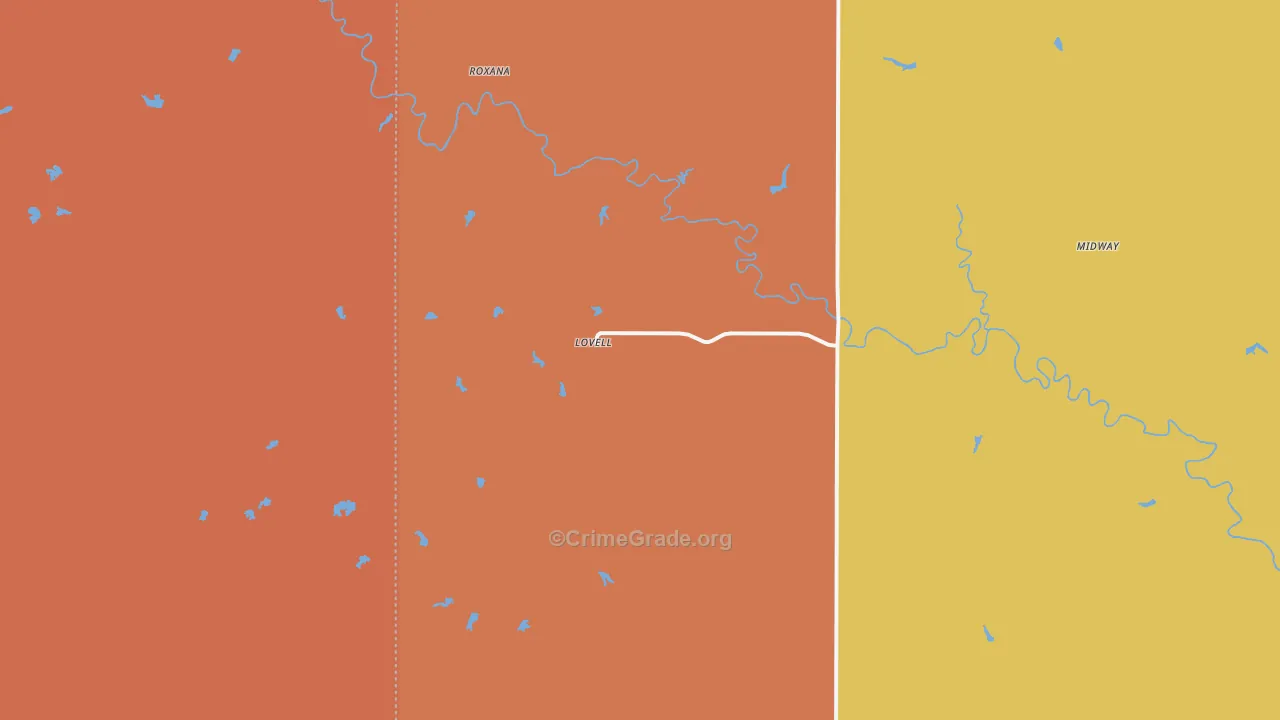 Lovell, OK Map of Arson Rates