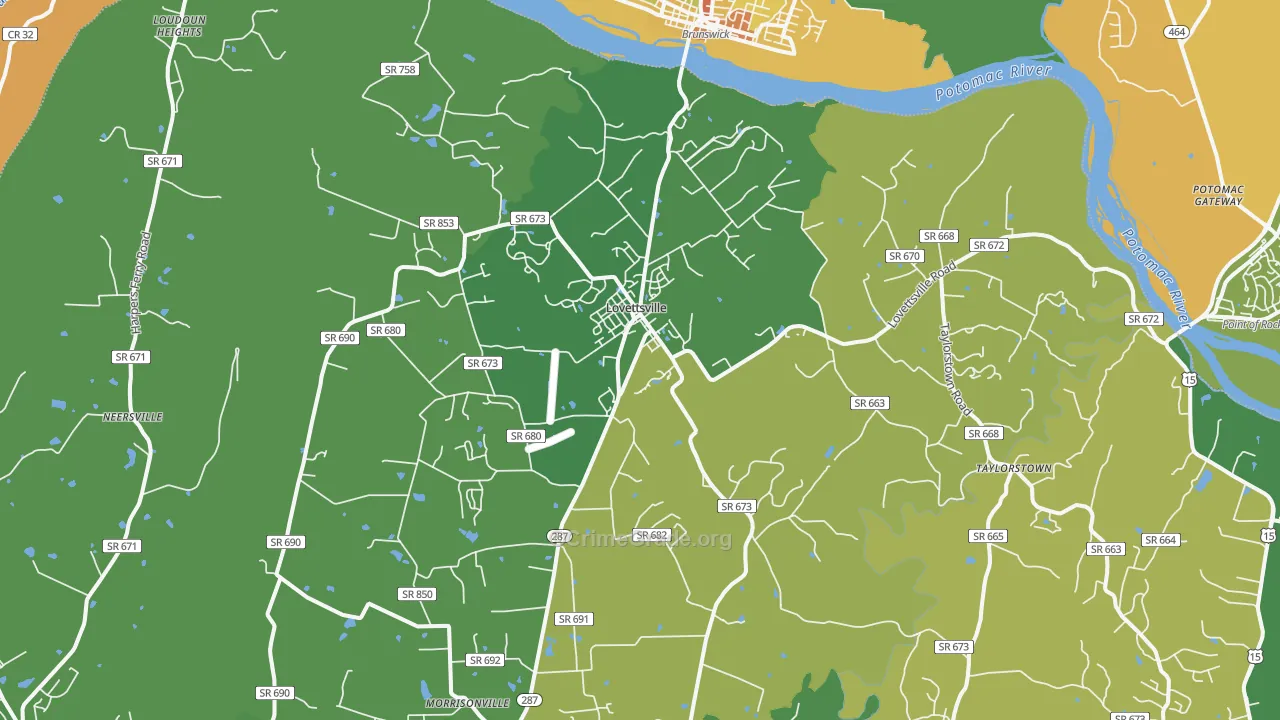 Lovettsville, VA Map of Arson Rates