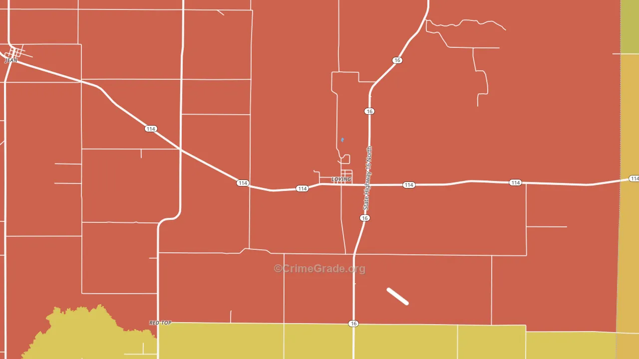 Loving, TX Map of Arson Rates