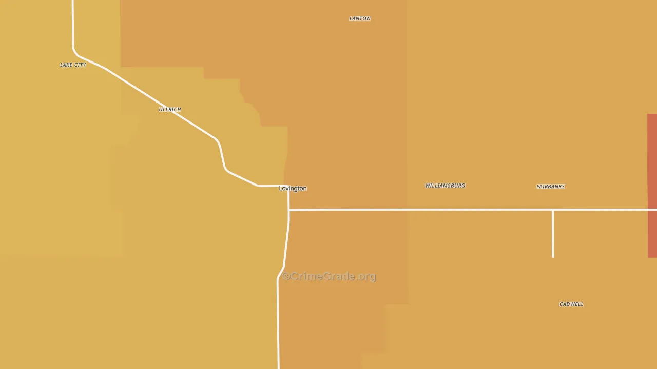 Lovington, IL Map of Arson Rates