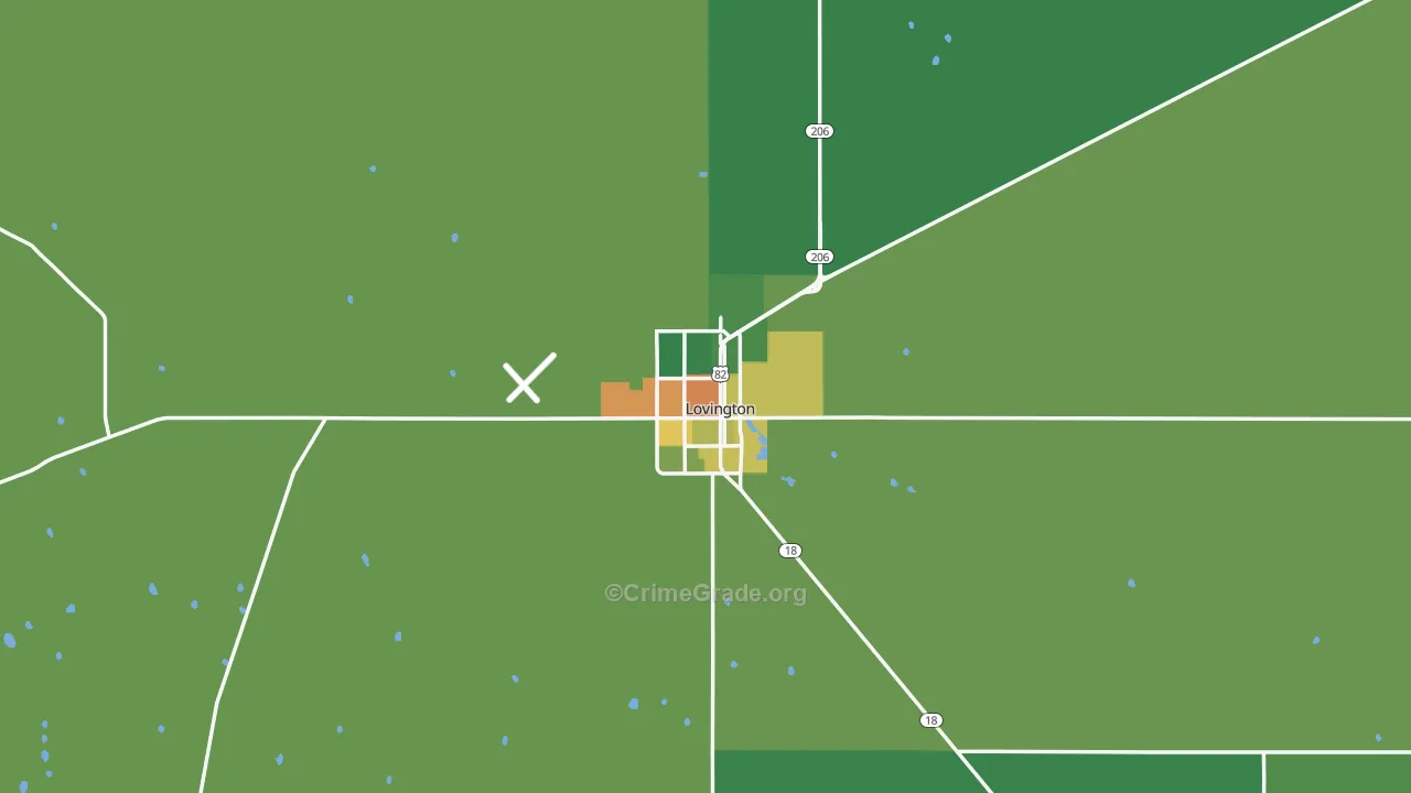 Lovington, NM Map of Arson Rates