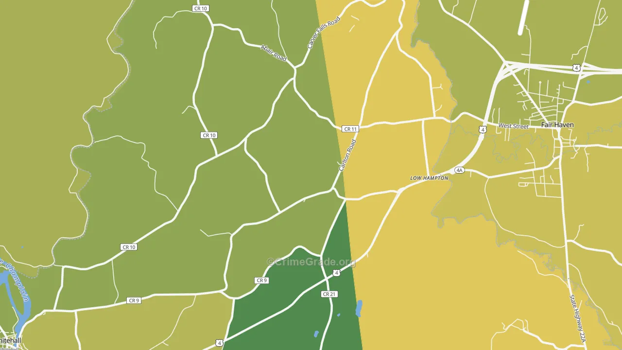 Low Hampton, NY Map of Arson Rates