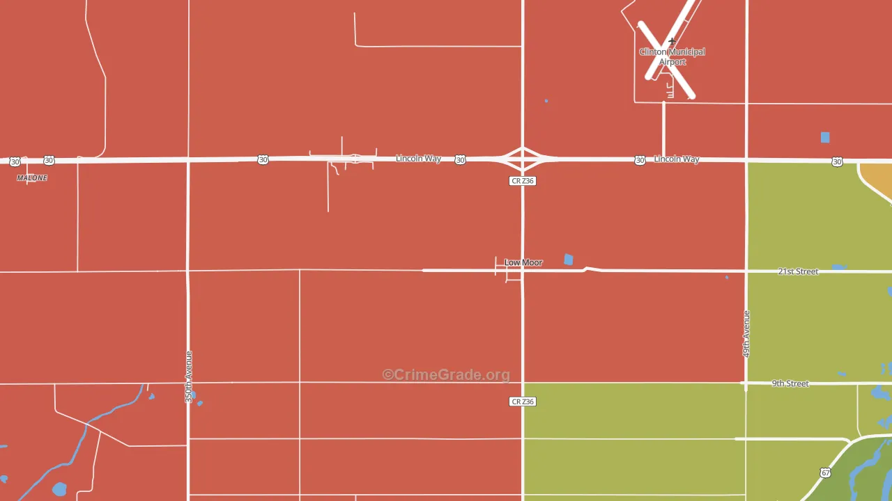 Low Moor, IA Map of Arson Rates