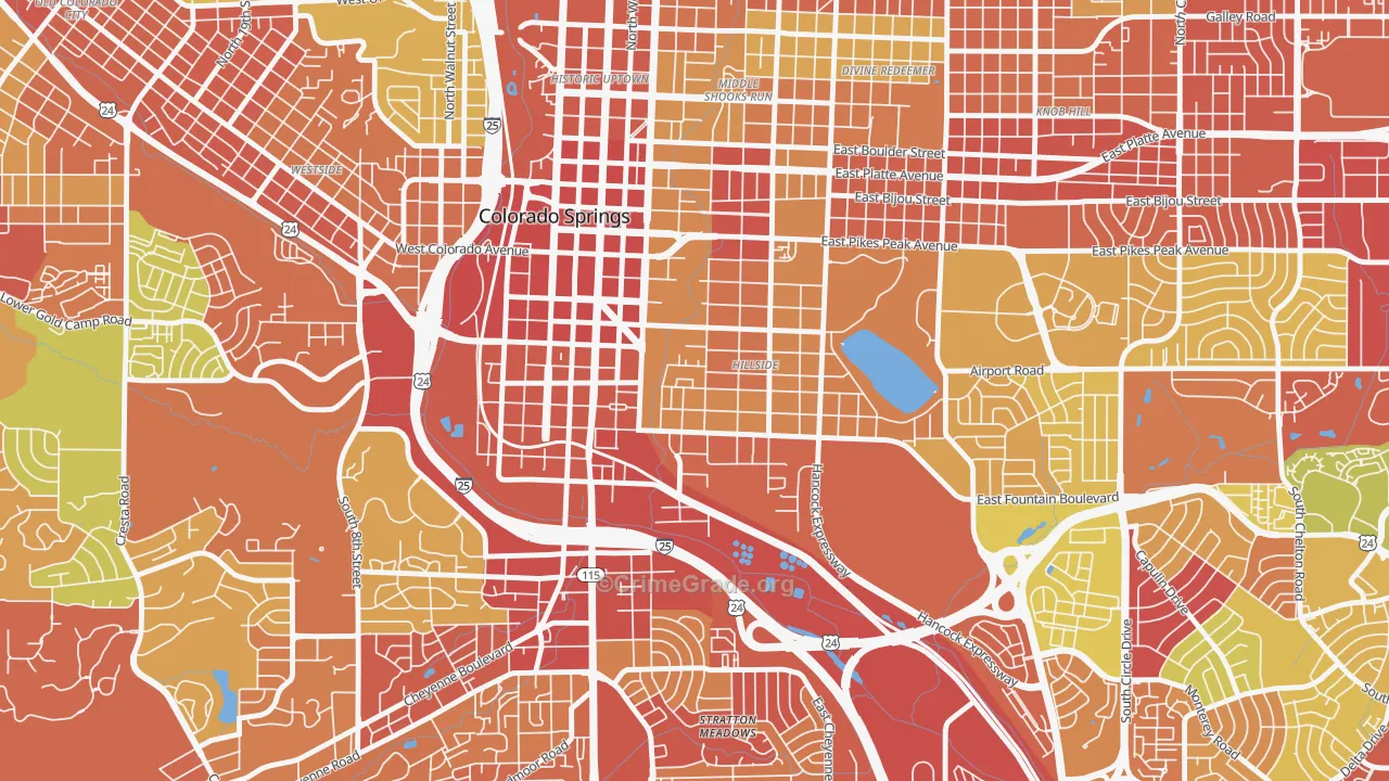 Lowell, Colorado Springs, CO Map of Arson Rates