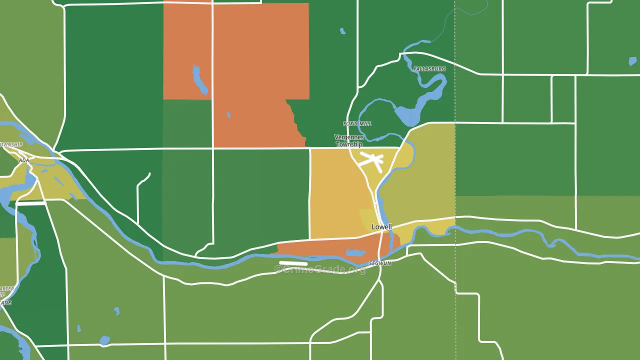 Lowell, MI Map of Arson Rates