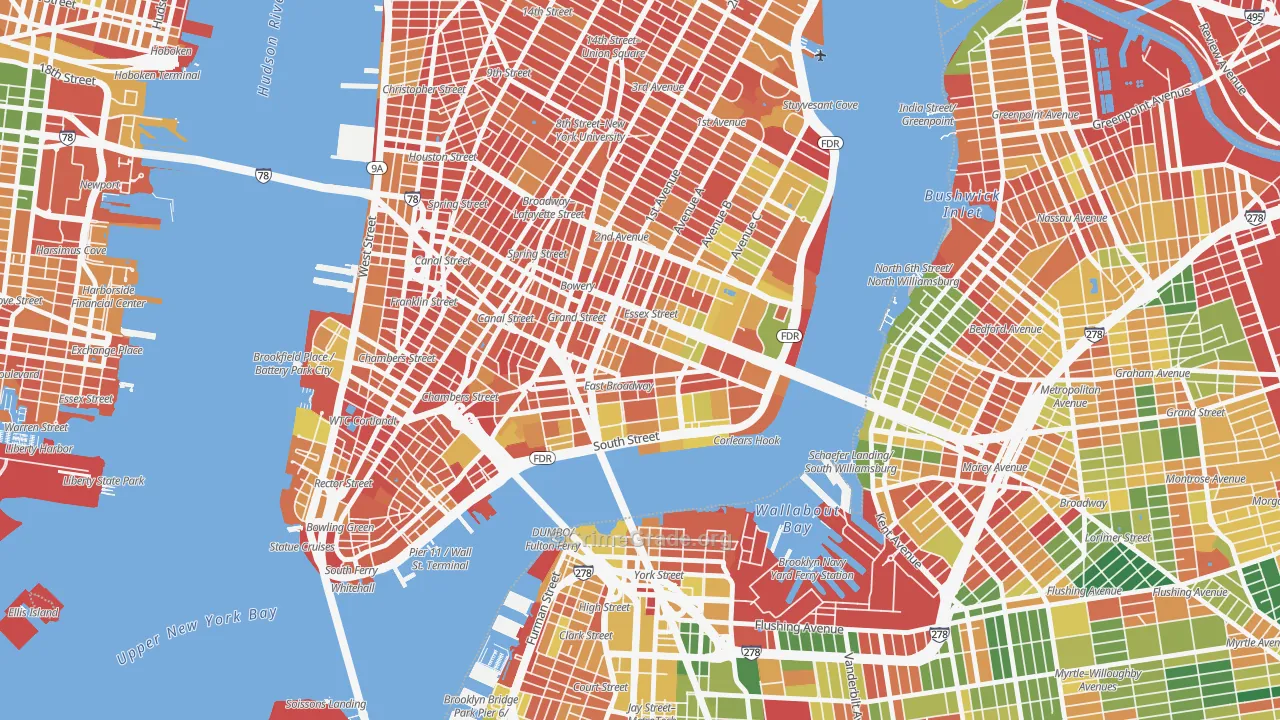 Lower East Side, Manhattan, NY Map of Arson Rates