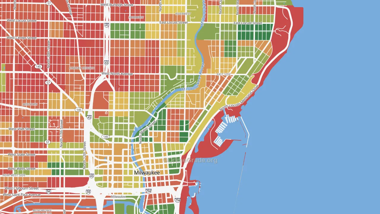Lower East Side, Milwaukee, WI Map of Arson Rates