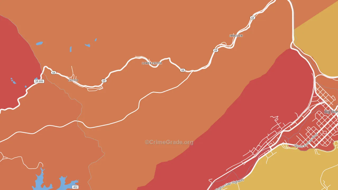 Lower Exeter, VA Map of Arson Rates