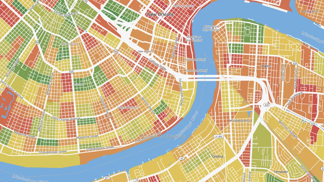 Lower Garden District, New Orleans, LA Map of Arson Rates