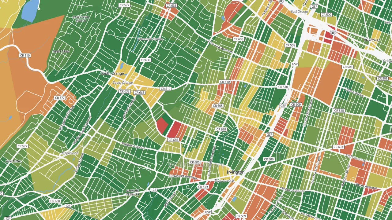 Lower Vailsburg, Newark, NJ Map of Arson Rates