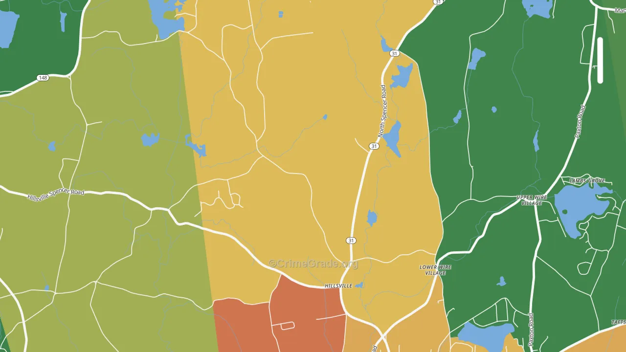Lower Wire Village, MA Map of Arson Rates