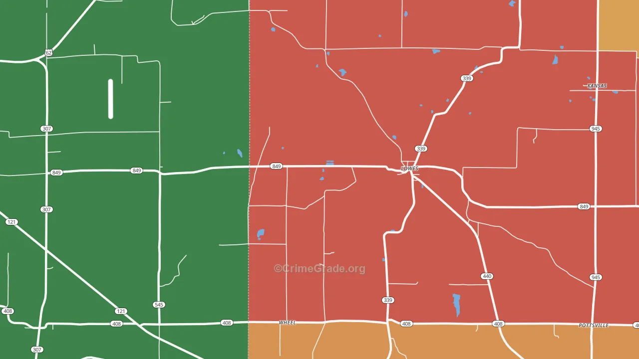 Lowes, KY Map of Arson Rates