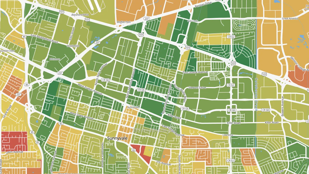 Lowlanders, Sunnyvale, CA Map of Arson Rates