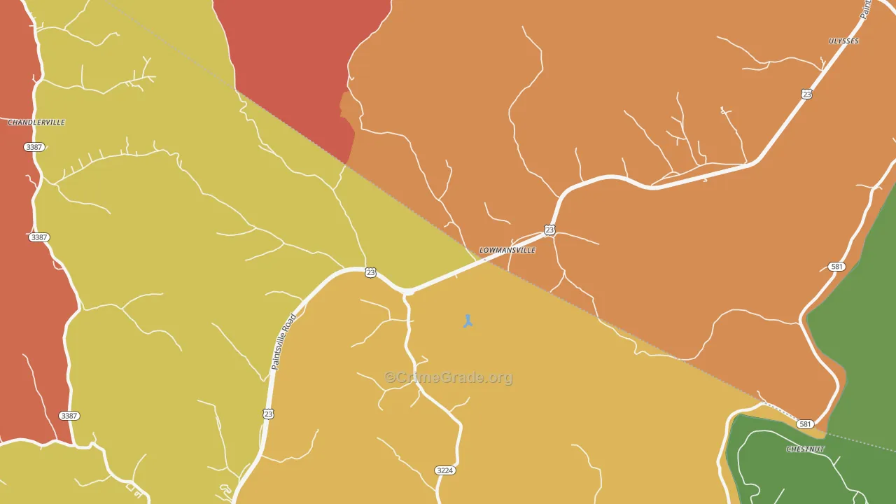 Lowmansville, KY Map of Arson Rates
