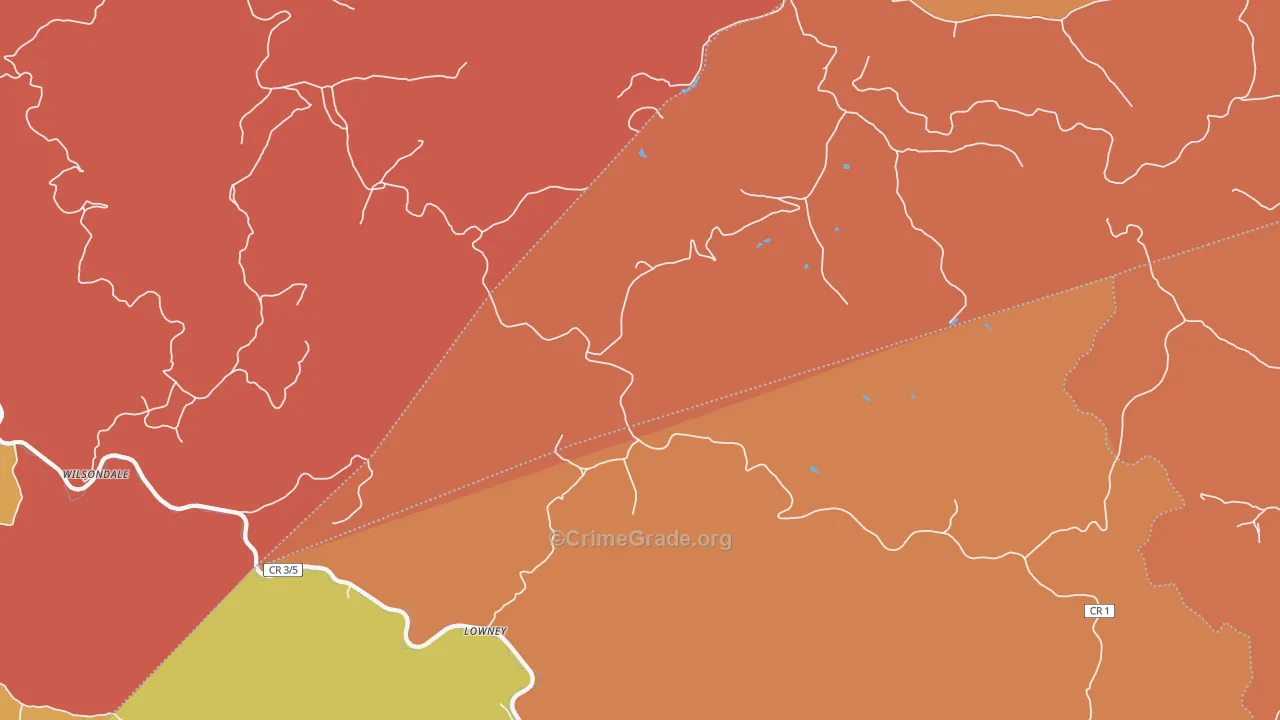 Lowney, WV Map of Arson Rates
