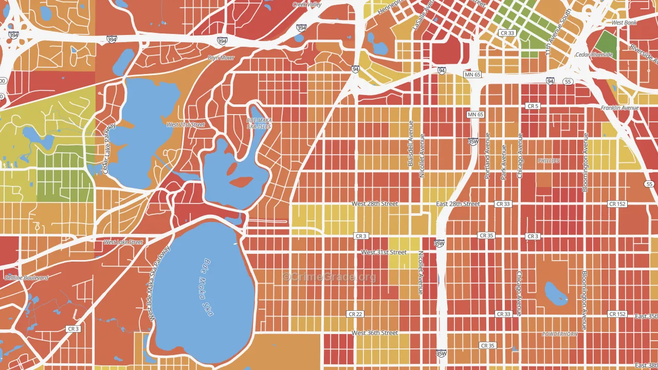 Lowry Hill East, Minneapolis, MN Map of Arson Rates