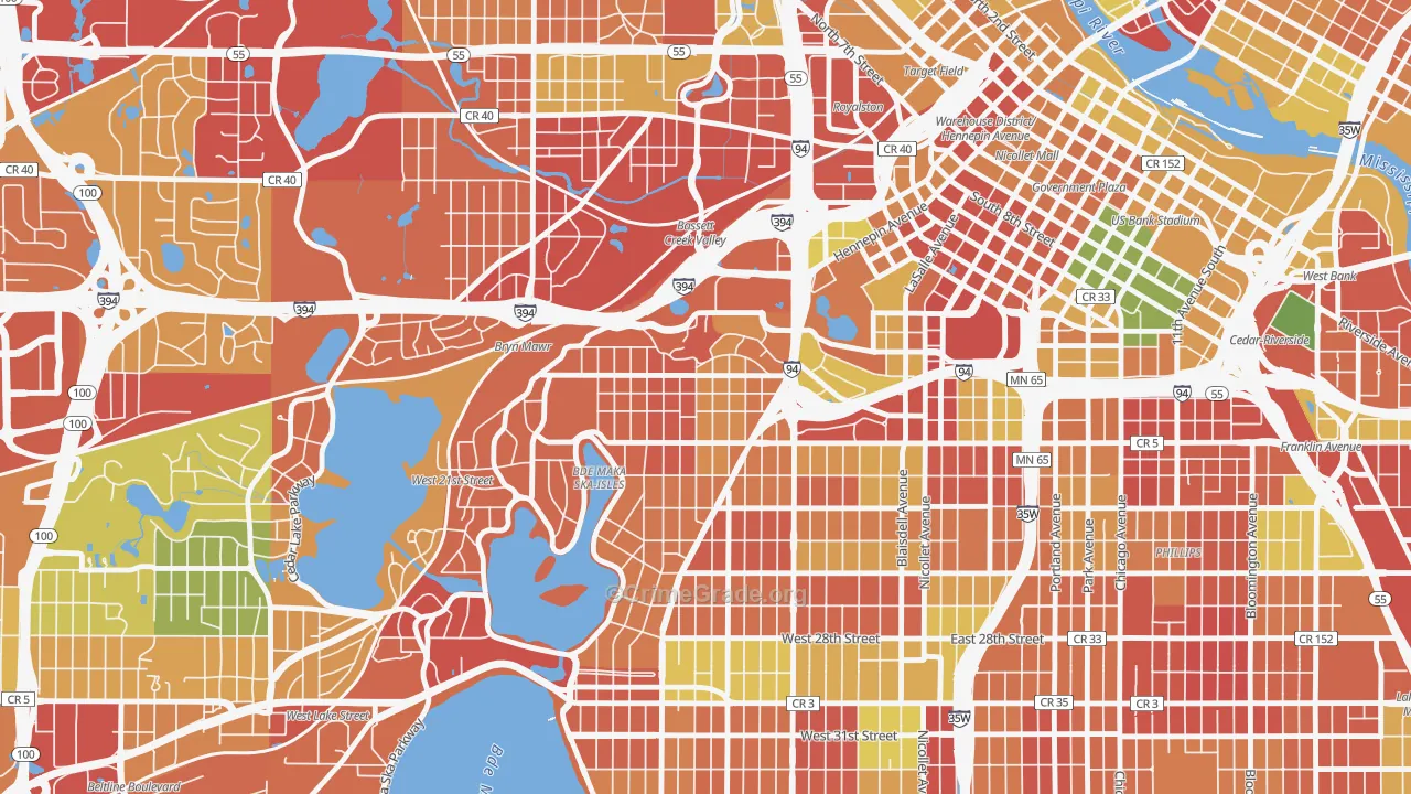 Lowry Hill, Minneapolis, MN Map of Arson Rates