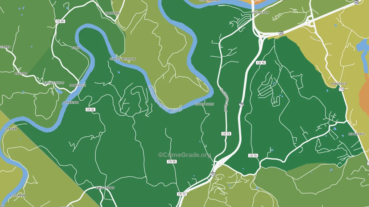 Lowsville, WV Map of Arson Rates
