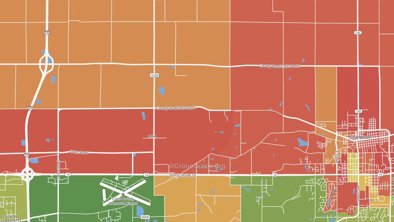 Loxa, IL Map of Arson Rates