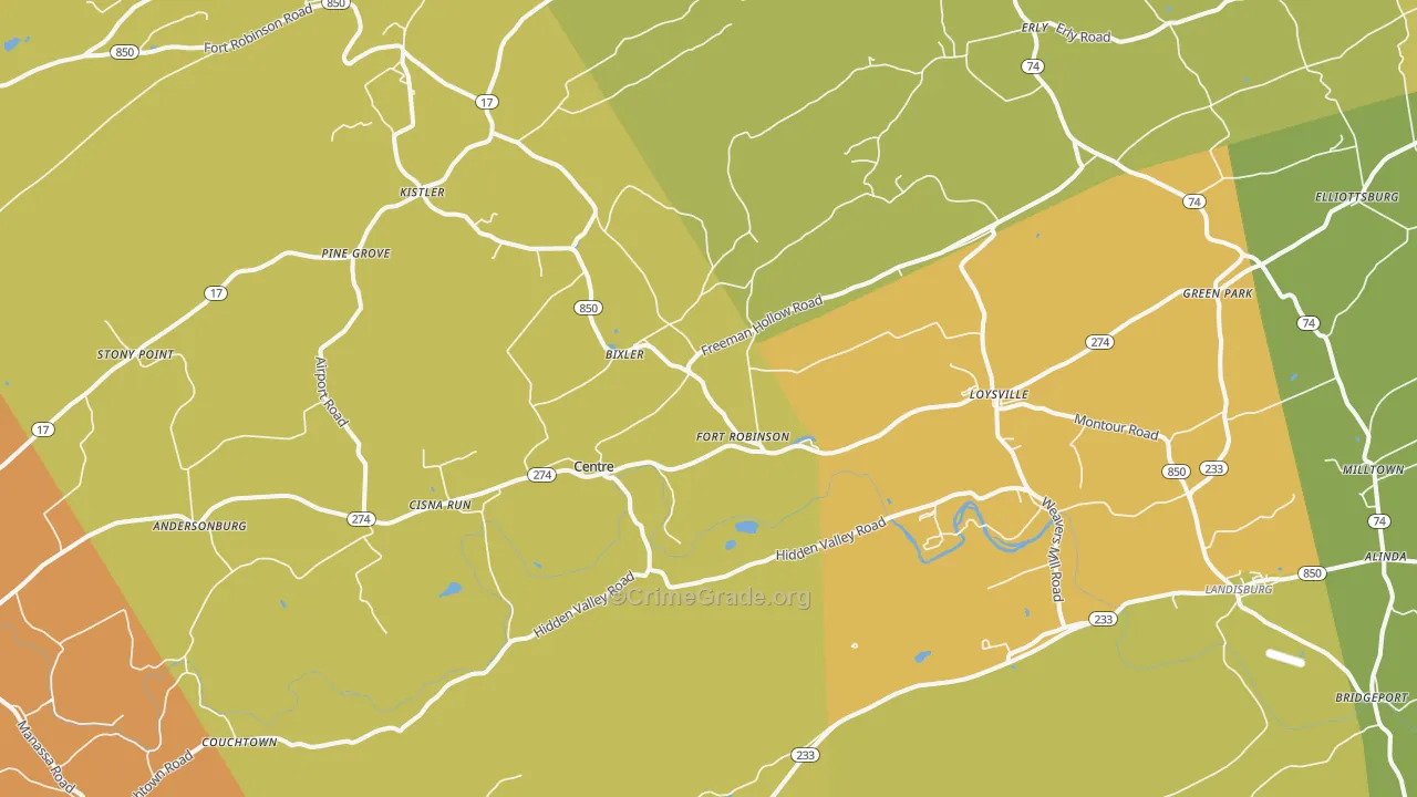 Loysville, PA Map of Arson Rates