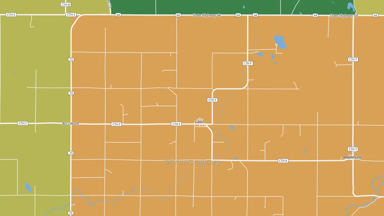 Lublin, WI Map of Arson Rates