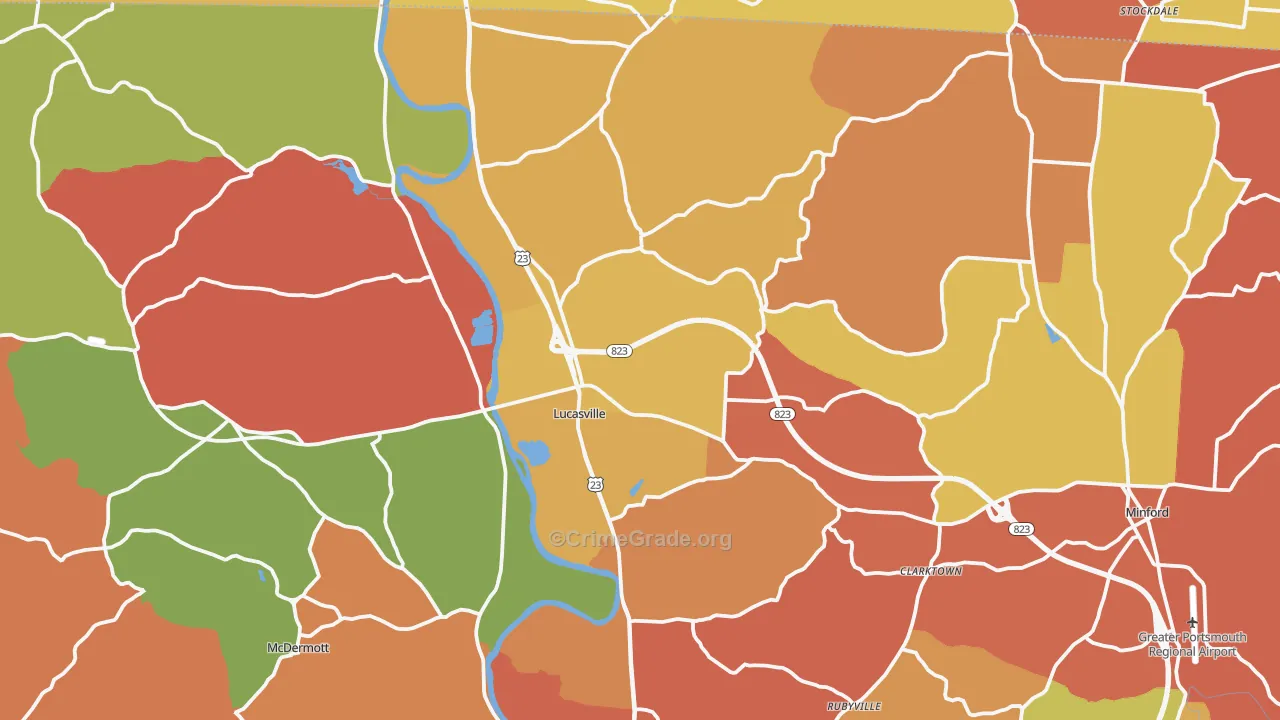Lucasville, OH Map of Arson Rates