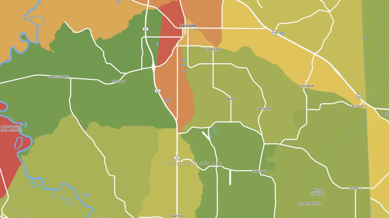 Lucedale, MS Map of Arson Rates