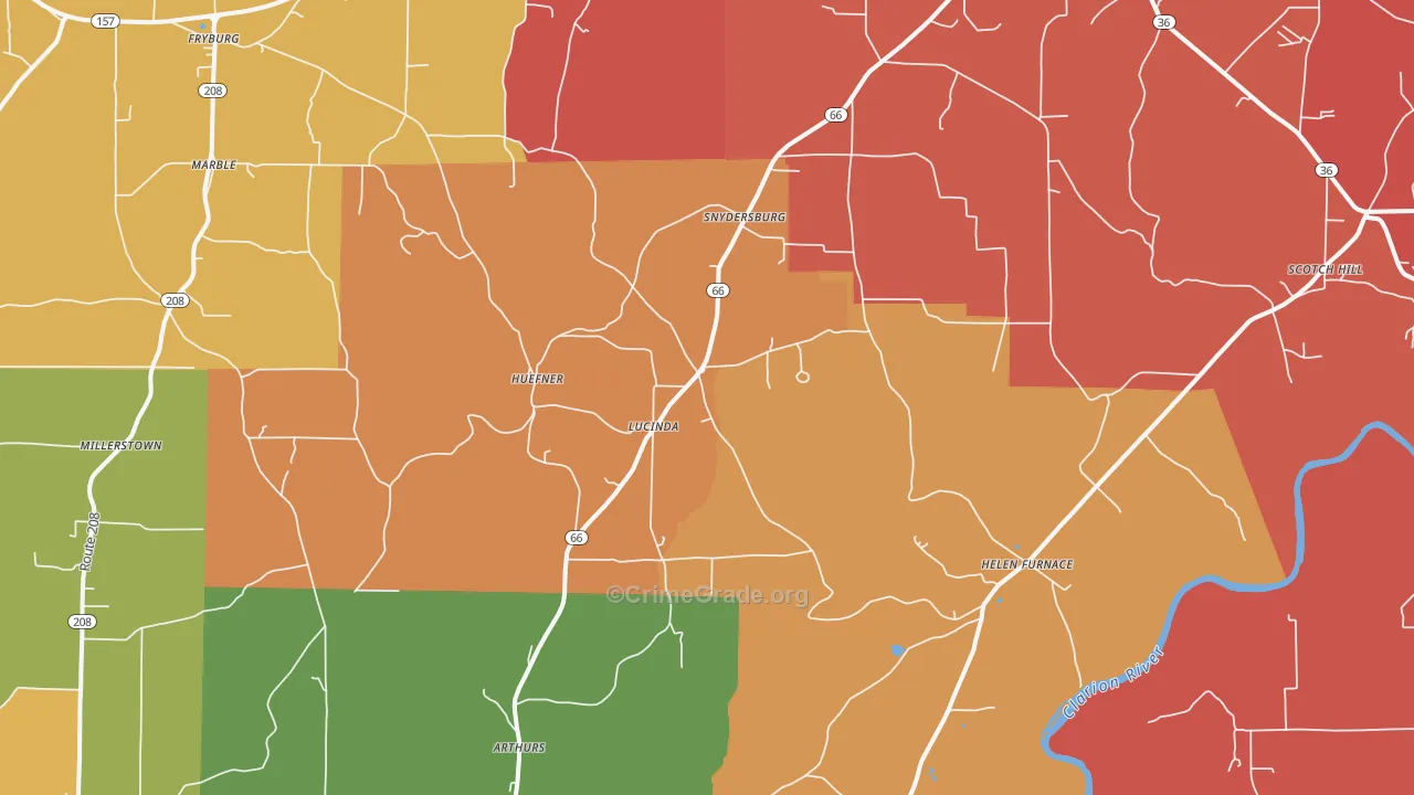 Lucinda, PA Map of Arson Rates