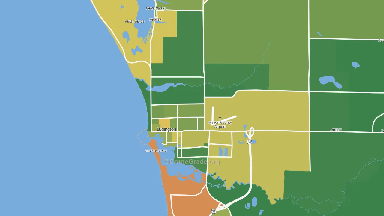Ludington, MI Map of Arson Rates