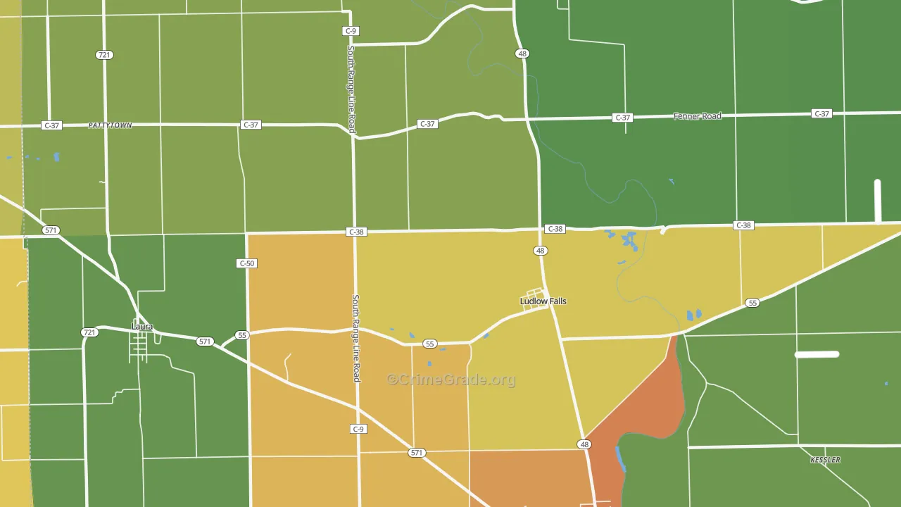 Ludlow Falls, OH Map of Arson Rates