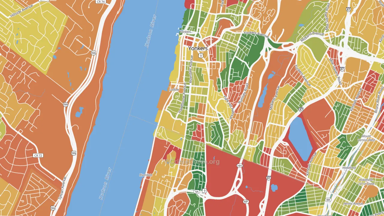 Ludlow, Yonkers, NY Map of Arson Rates