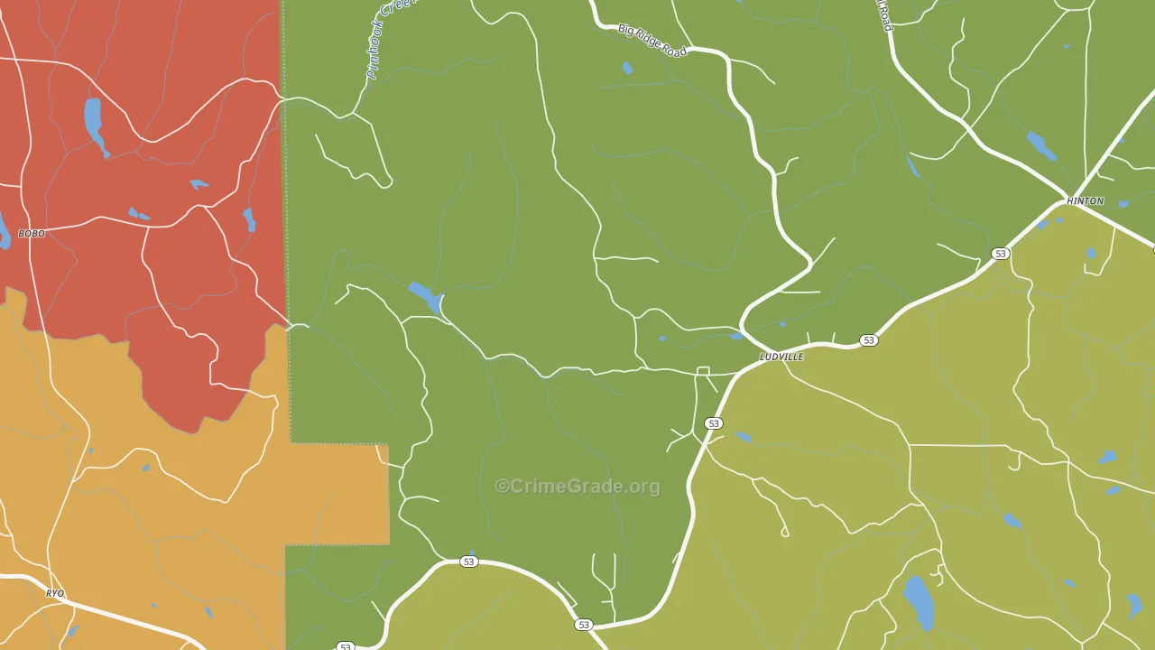 Ludville, GA Map of Arson Rates