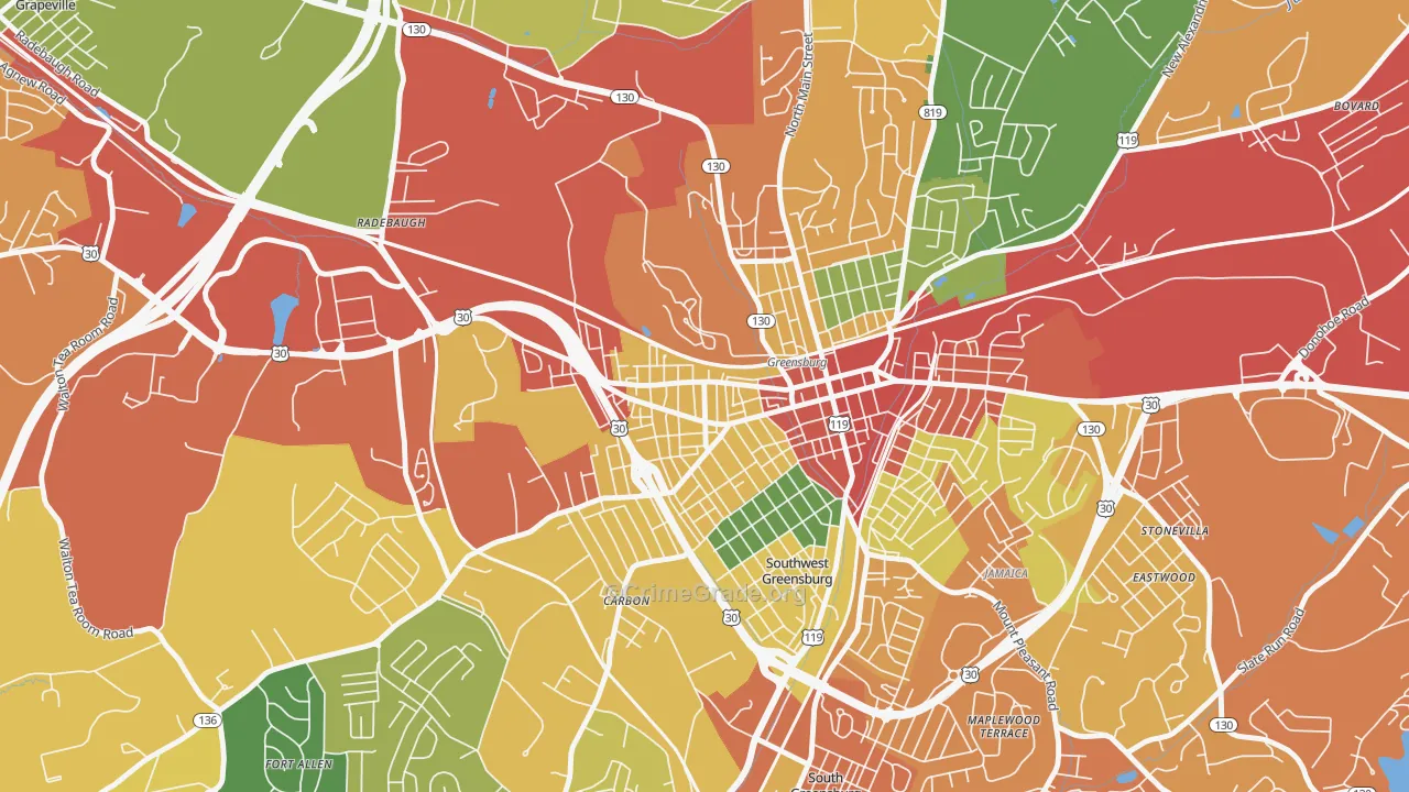 Ludwick, Greensburg, PA Map of Arson Rates