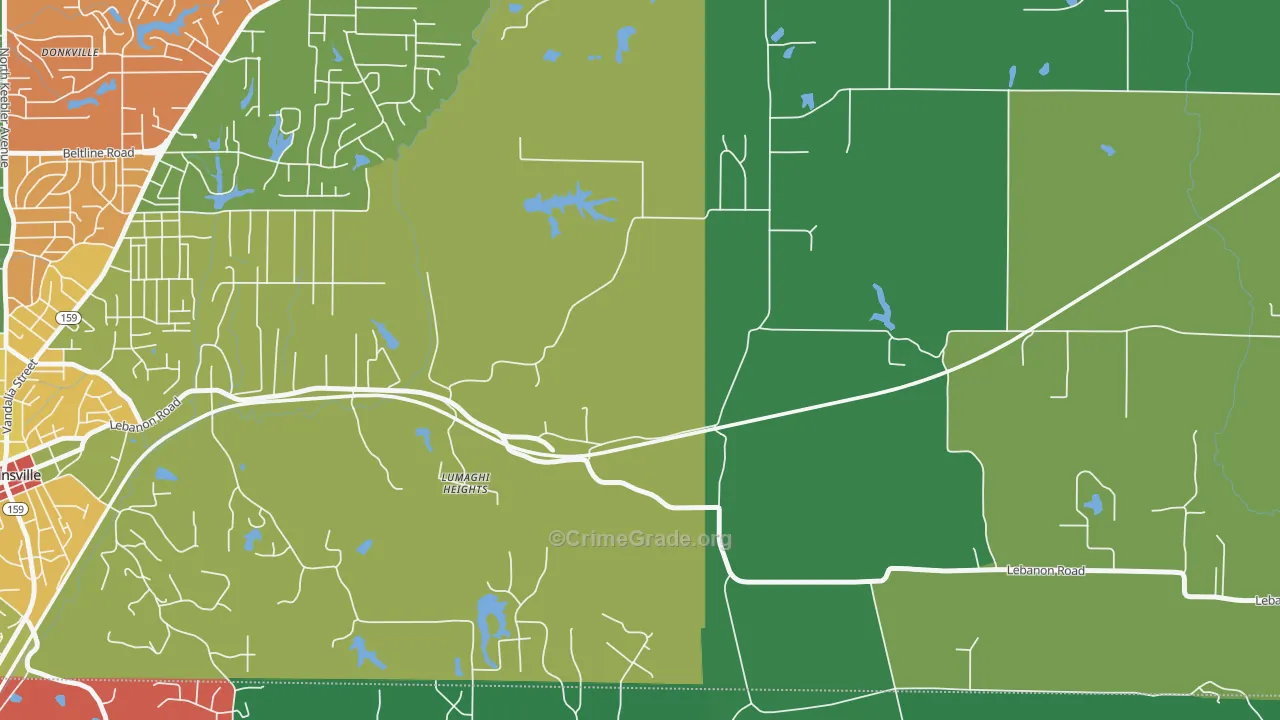 Lumaghi Heights, IL Map of Arson Rates