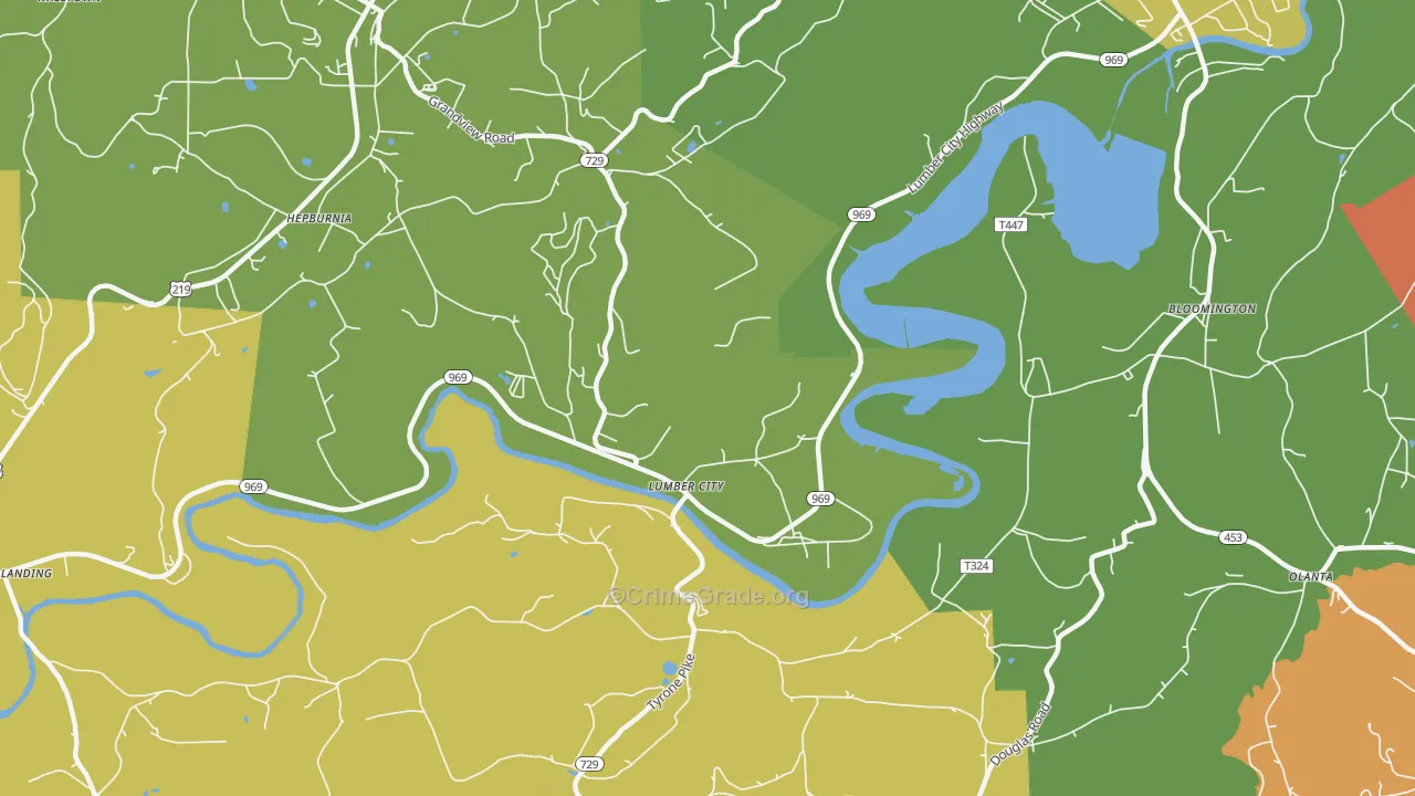 Lumber City, PA Map of Arson Rates