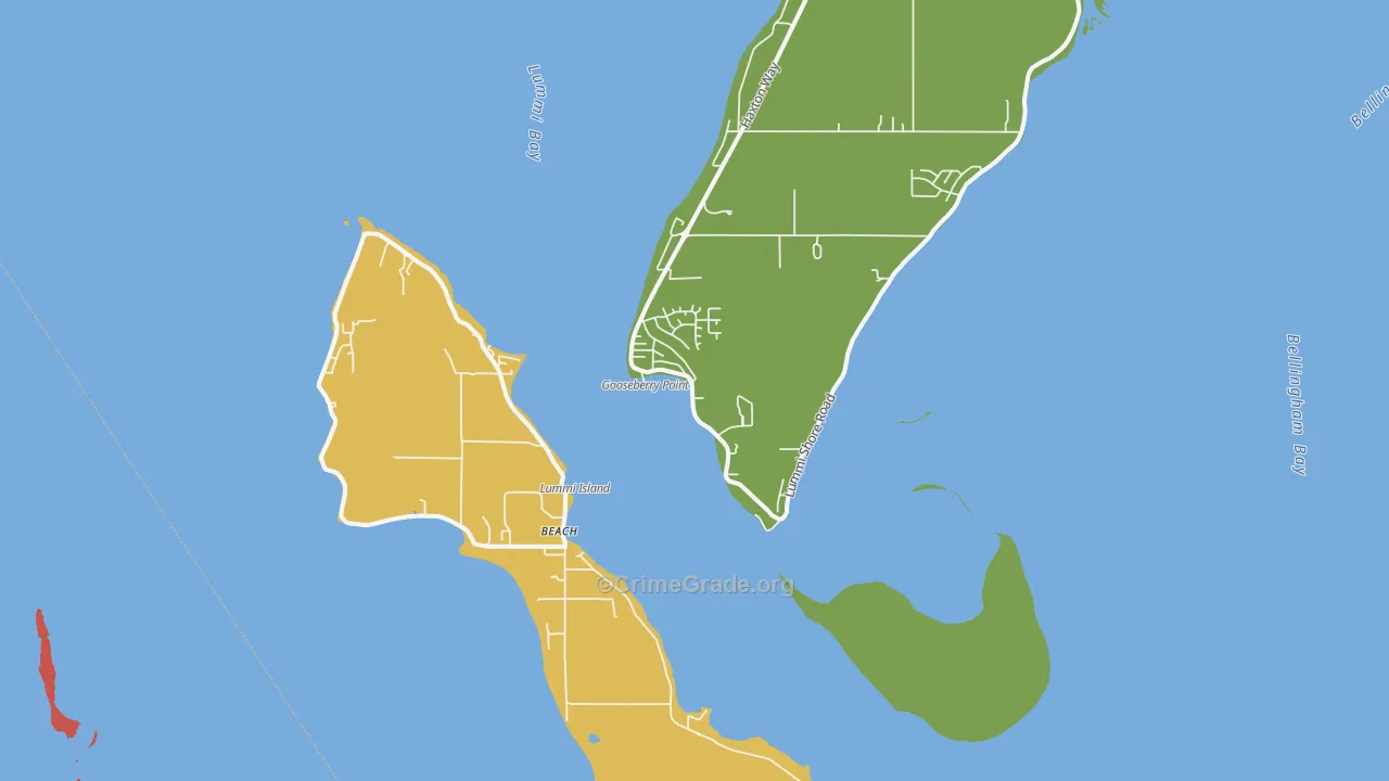 Lummi Island, WA Map of Arson Rates