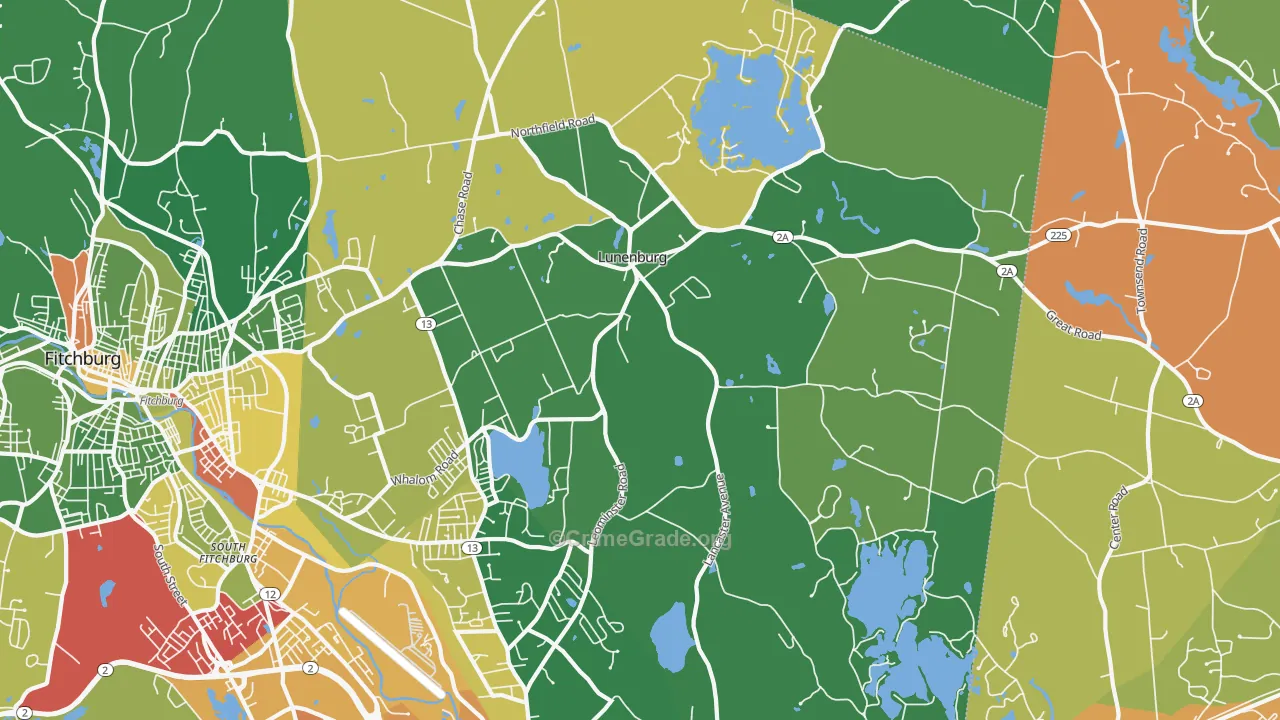 Lunenburg, MA Map of Arson Rates