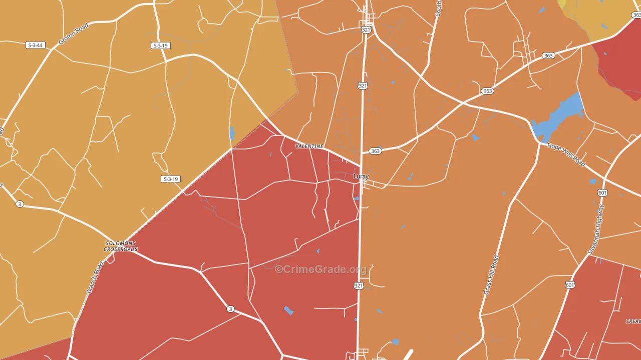 Luray, SC Map of Arson Rates