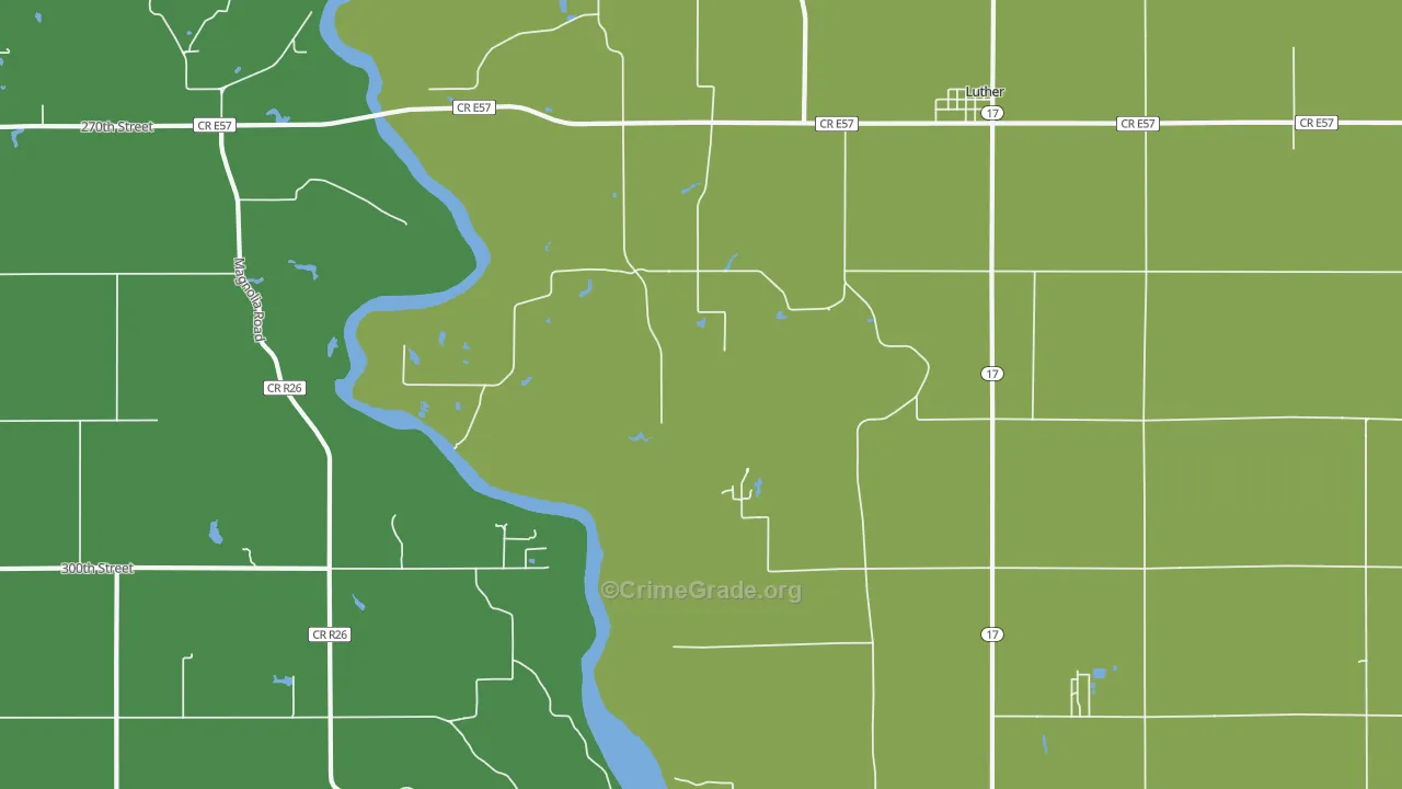 Luther, IA Map of Arson Rates